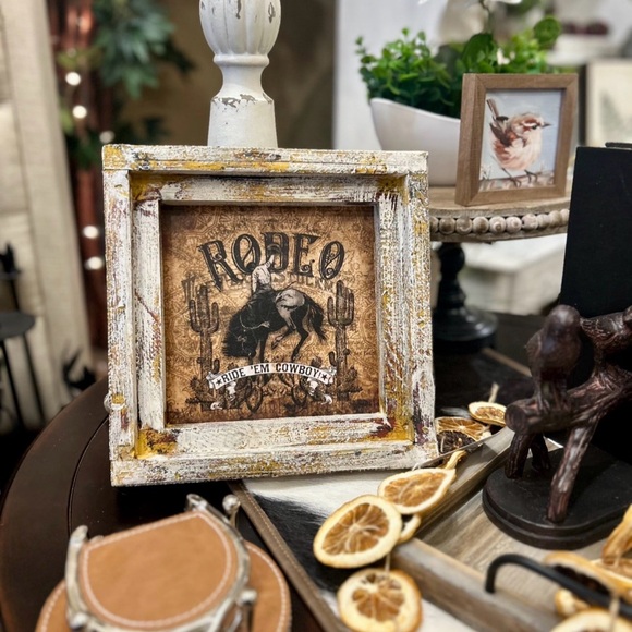 Rustic Boho Rodeo Ride ‘Em Cowboy Western Art 10” square - Picture 2 of 2